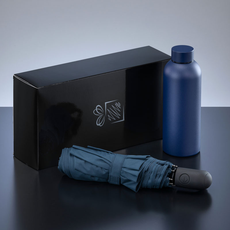 Darilni set Active: jeklena termo steklenica 500 ml in avtomatski dežnik