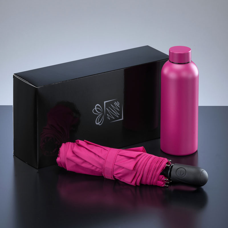 Darilni set Active: jeklena termo steklenica 500 ml in avtomatski dežnik