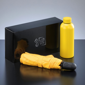 Darilni set Active: jeklena termo steklenica 500 ml in avtomatski dežnik