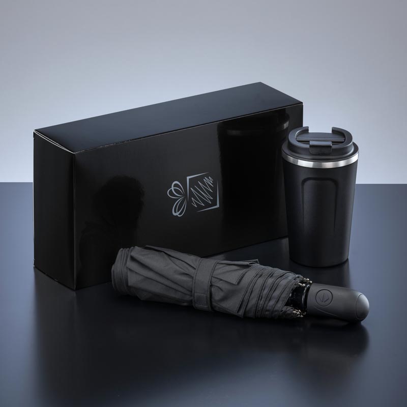 Darilni set Traveller: termo skodelica Nordic 350 ml in polnoavtomatski dežnik