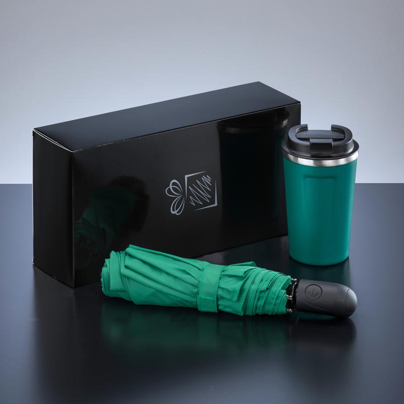 Darilni set Traveller: termo skodelica Nordic 350 ml in polnoavtomatski dežnik