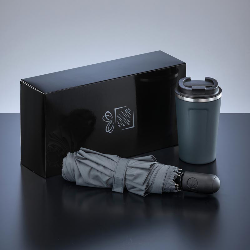 Darilni set Traveller: termo skodelica Nordic 350 ml in polnoavtomatski dežnik
