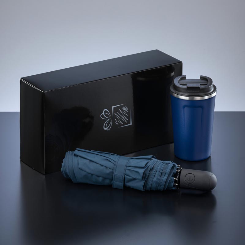 Darilni set Traveller: termo skodelica Nordic 350 ml in polnoavtomatski dežnik