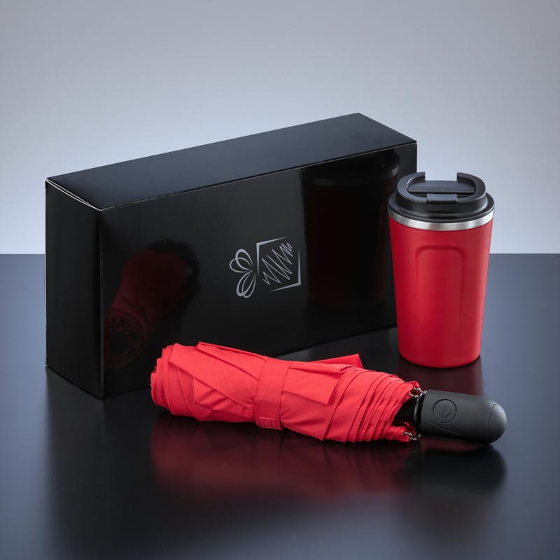 Darilni set Traveller: termo skodelica Nordic 350 ml in polnoavtomatski dežnik