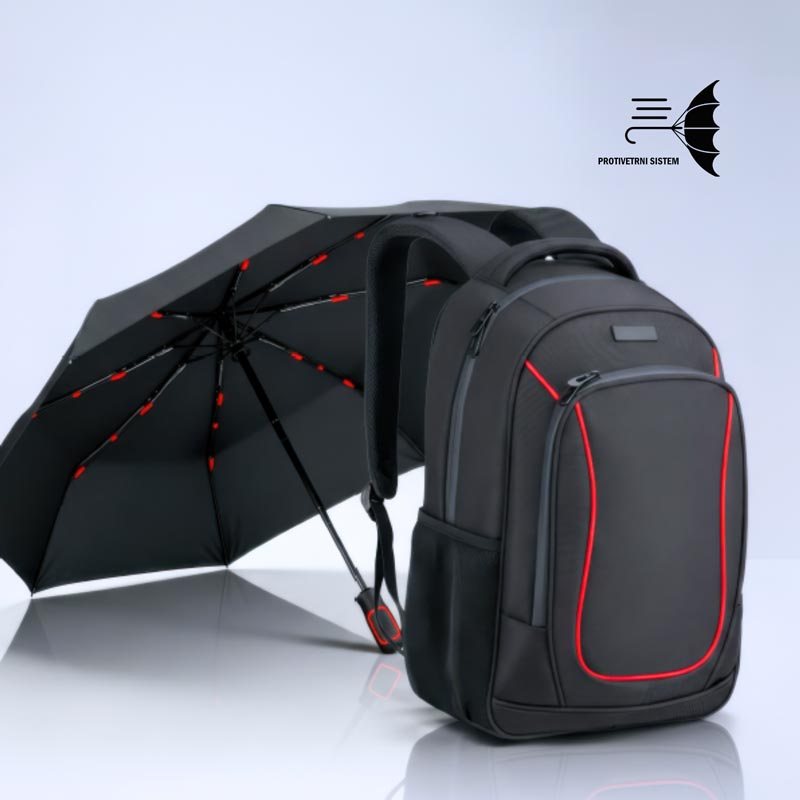 Darilni set Dynamic: poslovni nahrbtnik 15'' in avtomatski dežnik