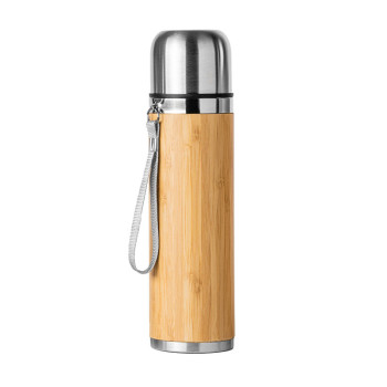 Elegantna termo steklenica Fengi z bambusom in paščkom (420 ml)